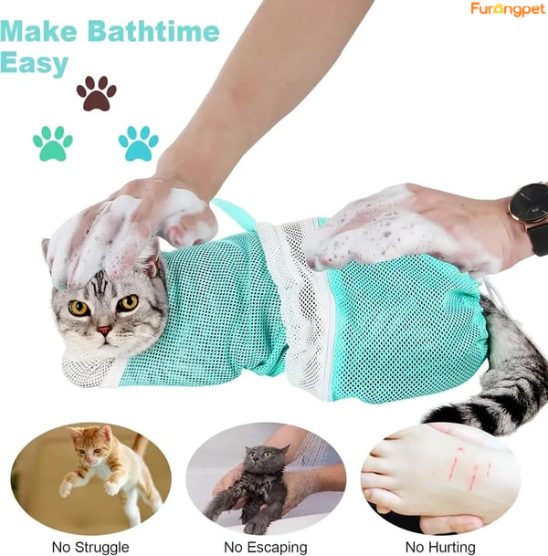 Cat Bathing Grooming Bag Set of 2