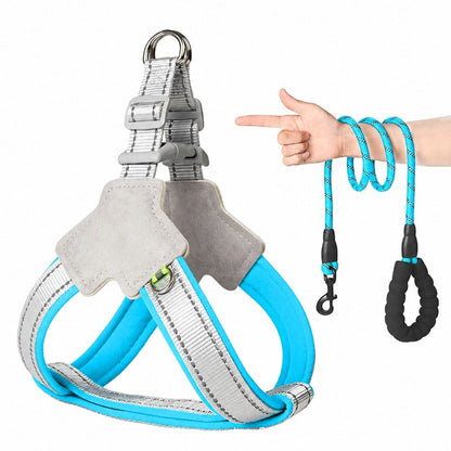 Night Safety Reflective Dog Harness & Leash Walking Kit