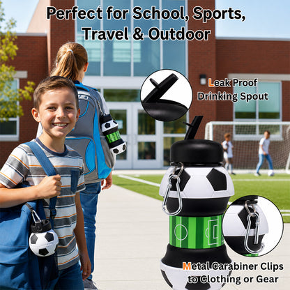 Collapsible Soccer Water Bottle for Kids