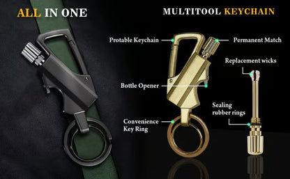 Multitool Keychain: Permanent Match Infinity Lighter & Bottle Opener