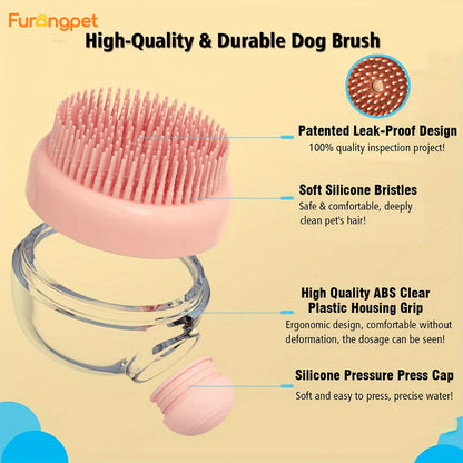 Dog Bath Brush with Soap Dispenser Silicone Bristle Pet