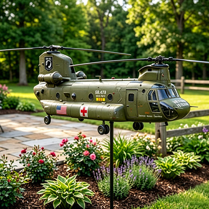 UH-1 Huey Veteran Memorial Metal Wind Spinner for Garden & Lawn