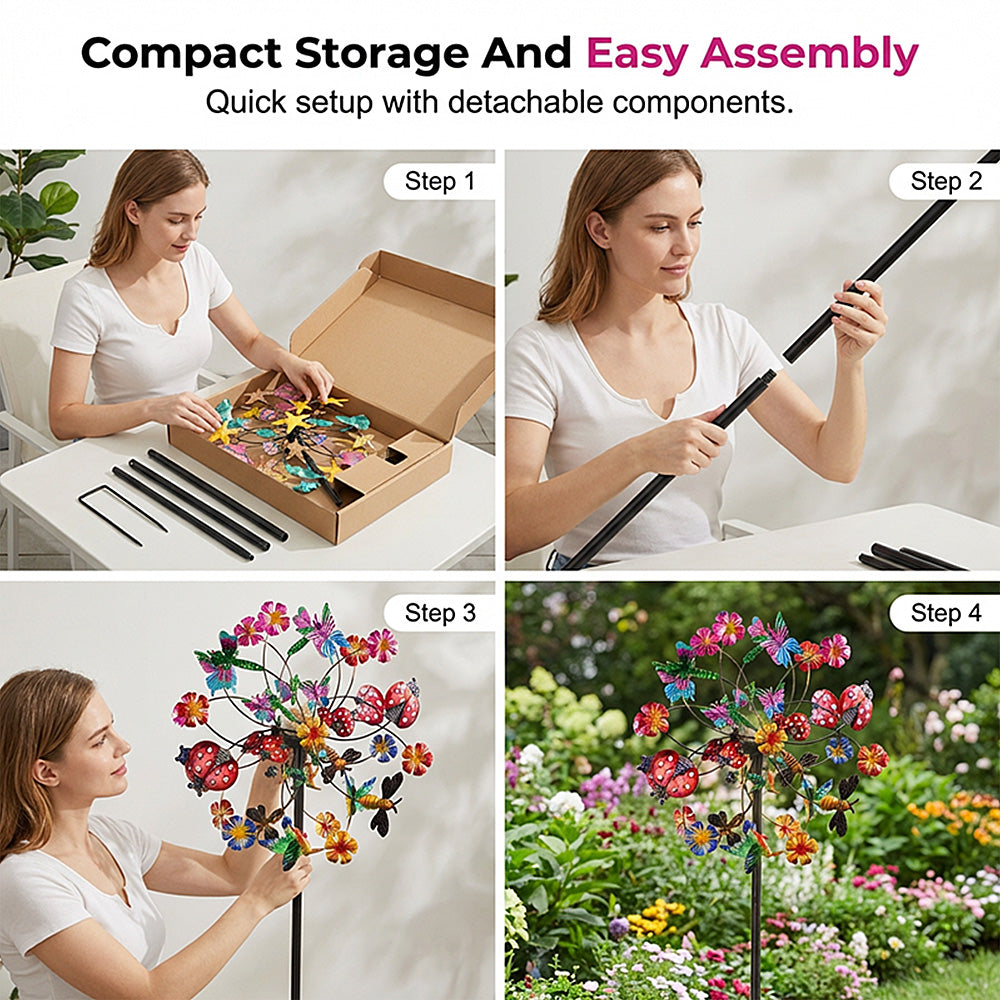 Colorful Metal Garden Wind Spinner Stake