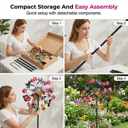 Colorful Metal Garden Wind Spinner Stake