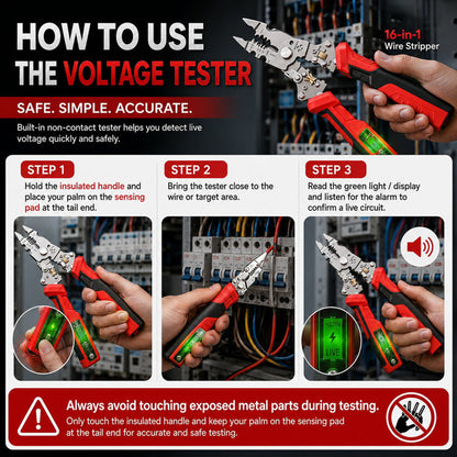 16-in-1 Electrical Wire Stripper & Voltage Tester