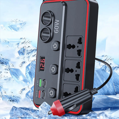 Multifunctional Car Charger with AC Outlets & USB