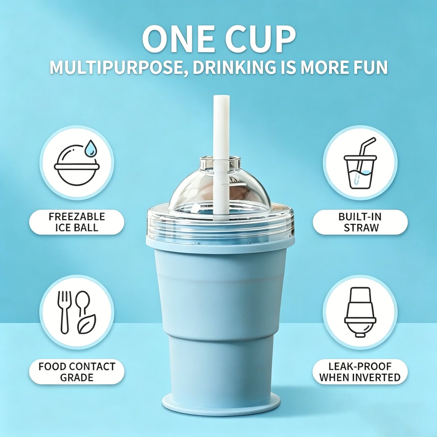 Collapsible Silicone Ice Ball Drinking Cup