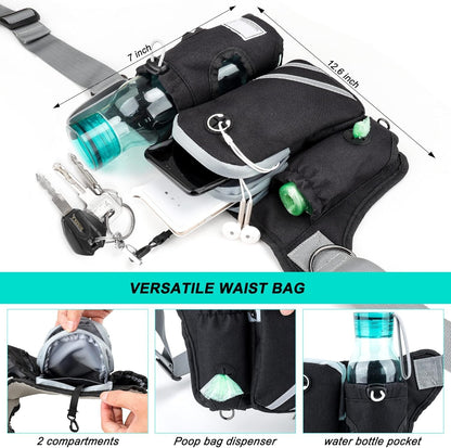 Retractable Hands Free Dog Leash with Dual Bungees for 2 Dogs