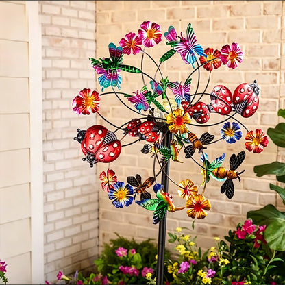 Colorful Metal Garden Wind Spinner Stake