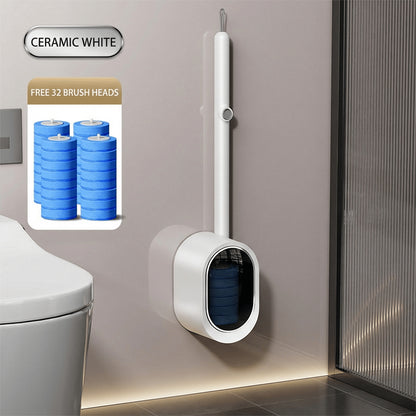 All-in-One Disposable Toilet Brush Set + 32 Extra Refill Heads Included 🧽
