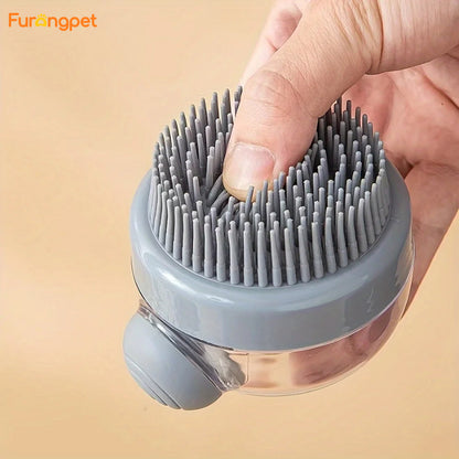 Dog Bath Brush with Soap Dispenser Silicone Bristle Pet