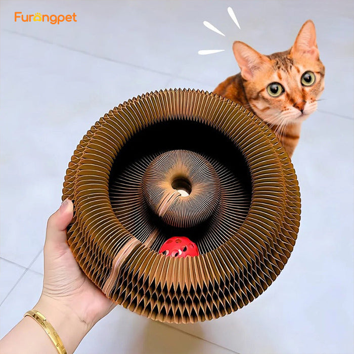 Magic Foldable Cat Scratching Board With Bell Accordion