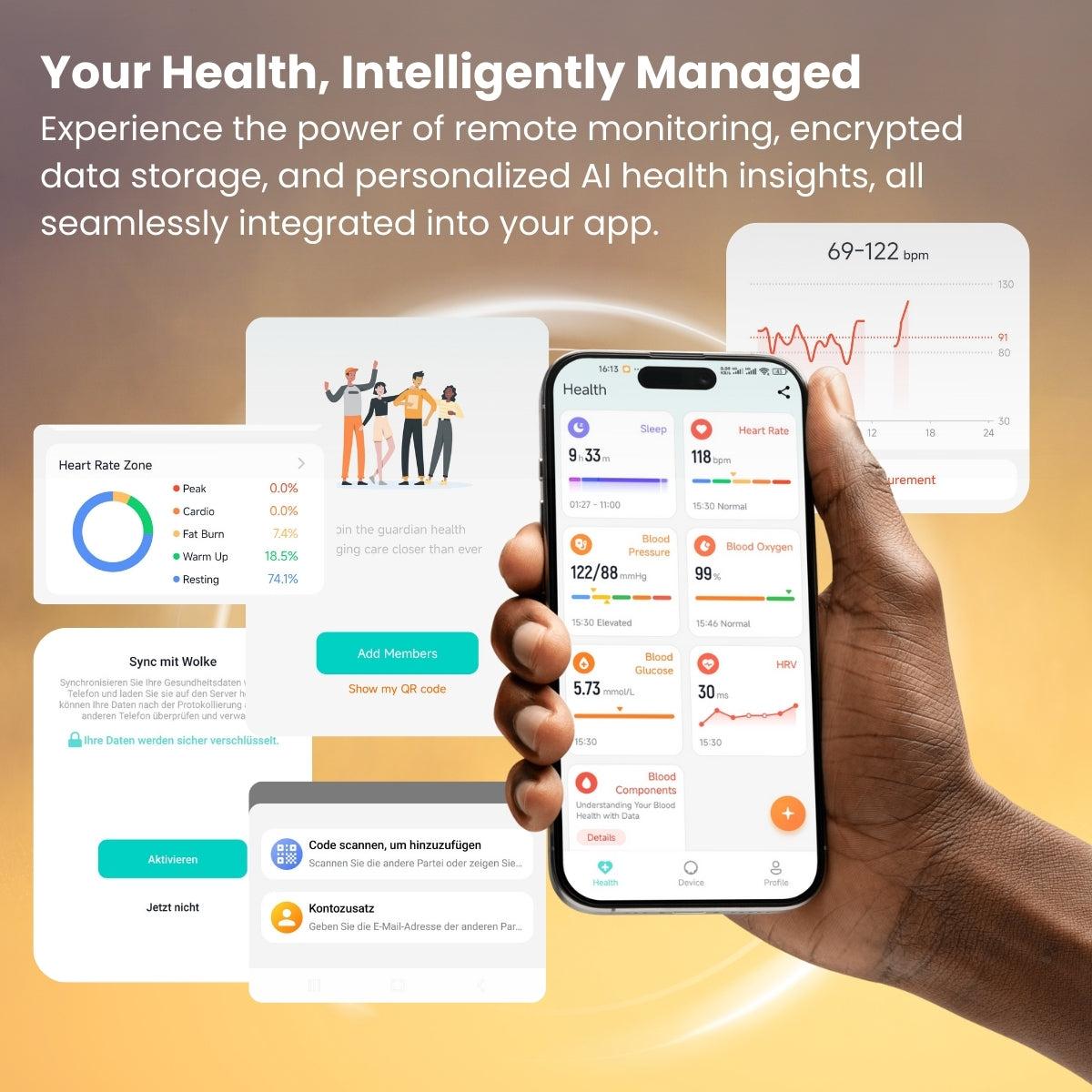 24/7 Health Tracking Smart Ring – Blood Sugar | BP | Sleep | SpO₂ | HRV 📊