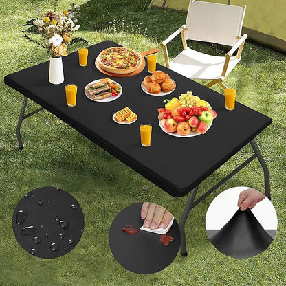 ✨ Stretch Fabric Table Cover | Elastic Edged, Waterproof & Reusable