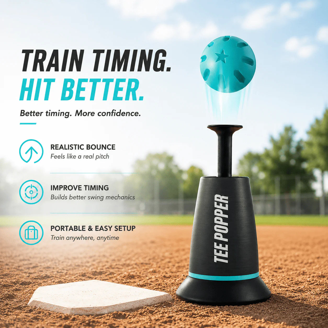 Portable Automatic Baseball Batting Training Tee Popper