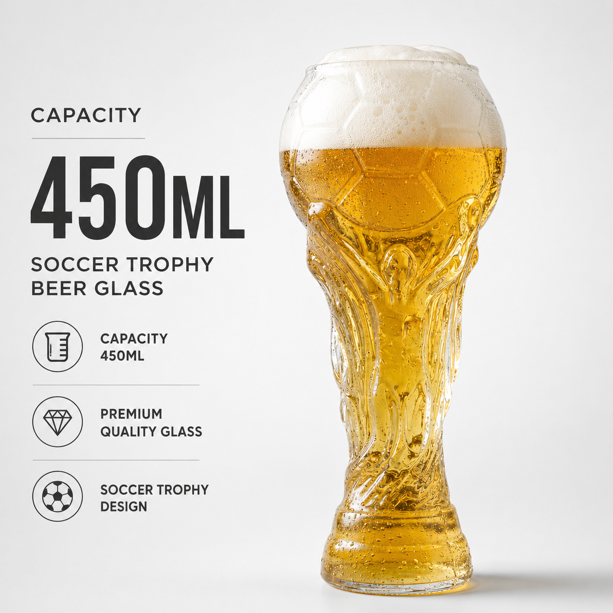 Soccer Trophy Beer Glass | Game Day Gift For Soccer Fans & Beer Lovers