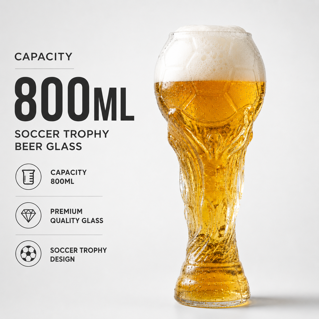 Soccer Trophy Beer Glass | Game Day Gift For Soccer Fans & Beer Lovers