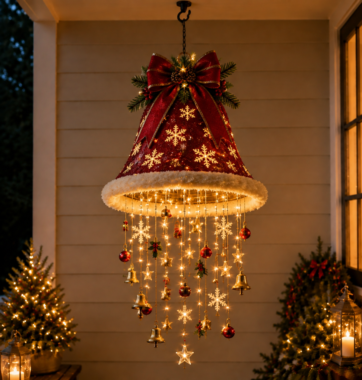 🎅 Lighted Santa Hat Hanging Chandelier 🎄 | 5 Styles Warm LED Christmas String Light