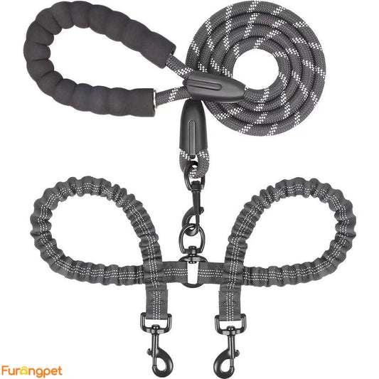 Dual Dog Leash – Shock‑Absorbing & No‑Tangle
