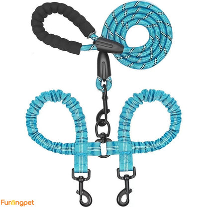 Dual Dog Leash – Shock‑Absorbing & No‑Tangle