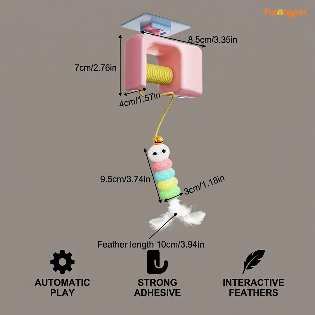 Interactive door yo-yo cat toy with self-play function