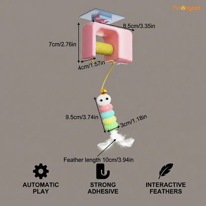 Interactive door yo-yo cat toy with self-play function