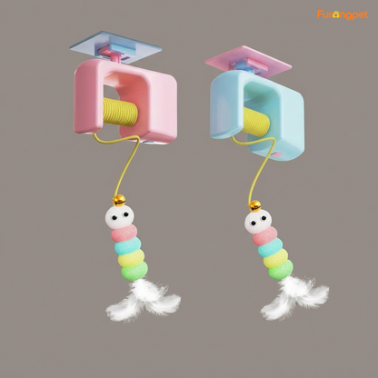 Interactive door yo-yo cat toy with self-play function
