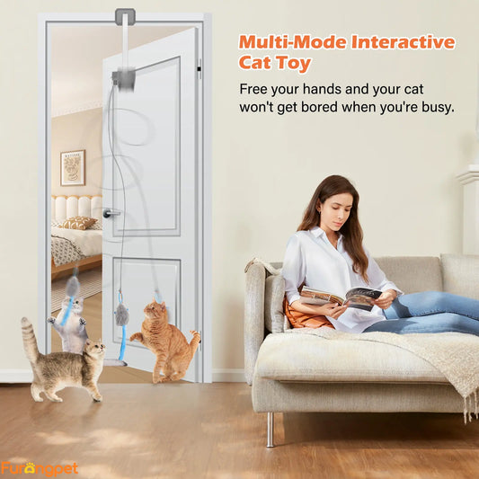 Interactive Electric Cat Teaser Spin Bounce Toy for Indoor Cats