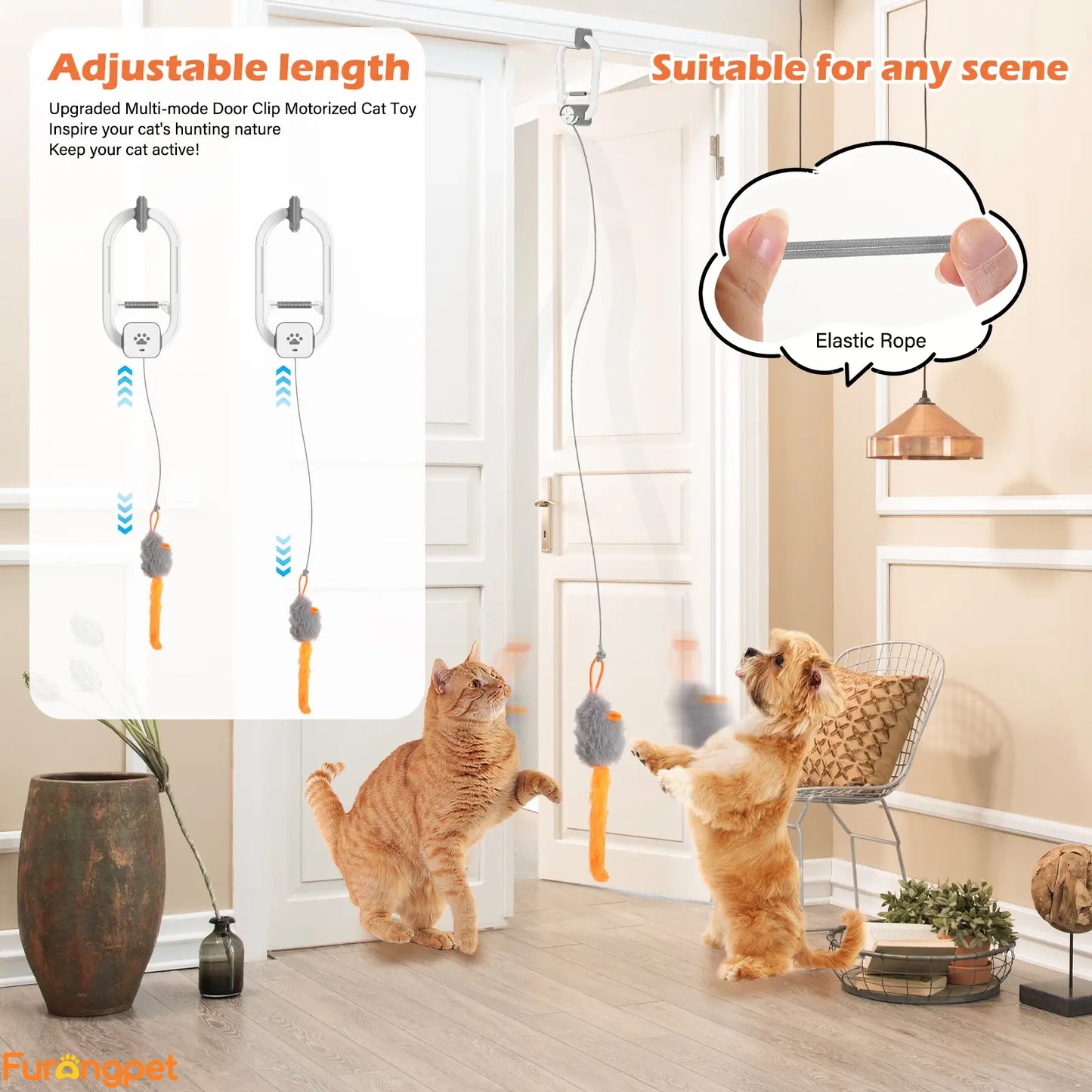 Interactive Electric Cat Teaser Spin Bounce Toy for Indoor Cats