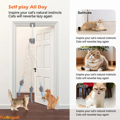 Interactive Electric Cat Teaser Spin Bounce Toy for Indoor Cats