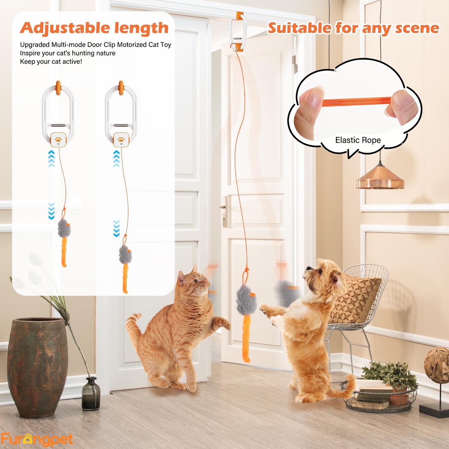Interactive Electric Cat Teaser Spin Bounce Toy for Indoor Cats