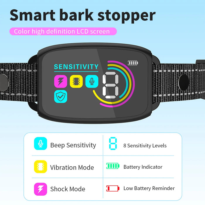 Rechargeable Smart Dog Bark Collar – Adjustable Anti-Bark Training for All Sizes
