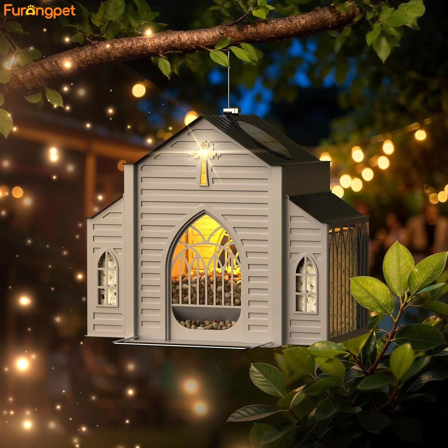 🔥2026 Mother's Day Gifts🎁 Church-Shaped Metal Bird Feeder with Solar Light