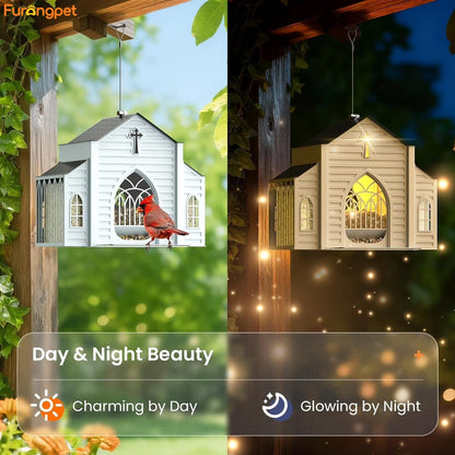 🔥2026 Mother's Day Gifts🎁 Church-Shaped Metal Bird Feeder with Solar Light