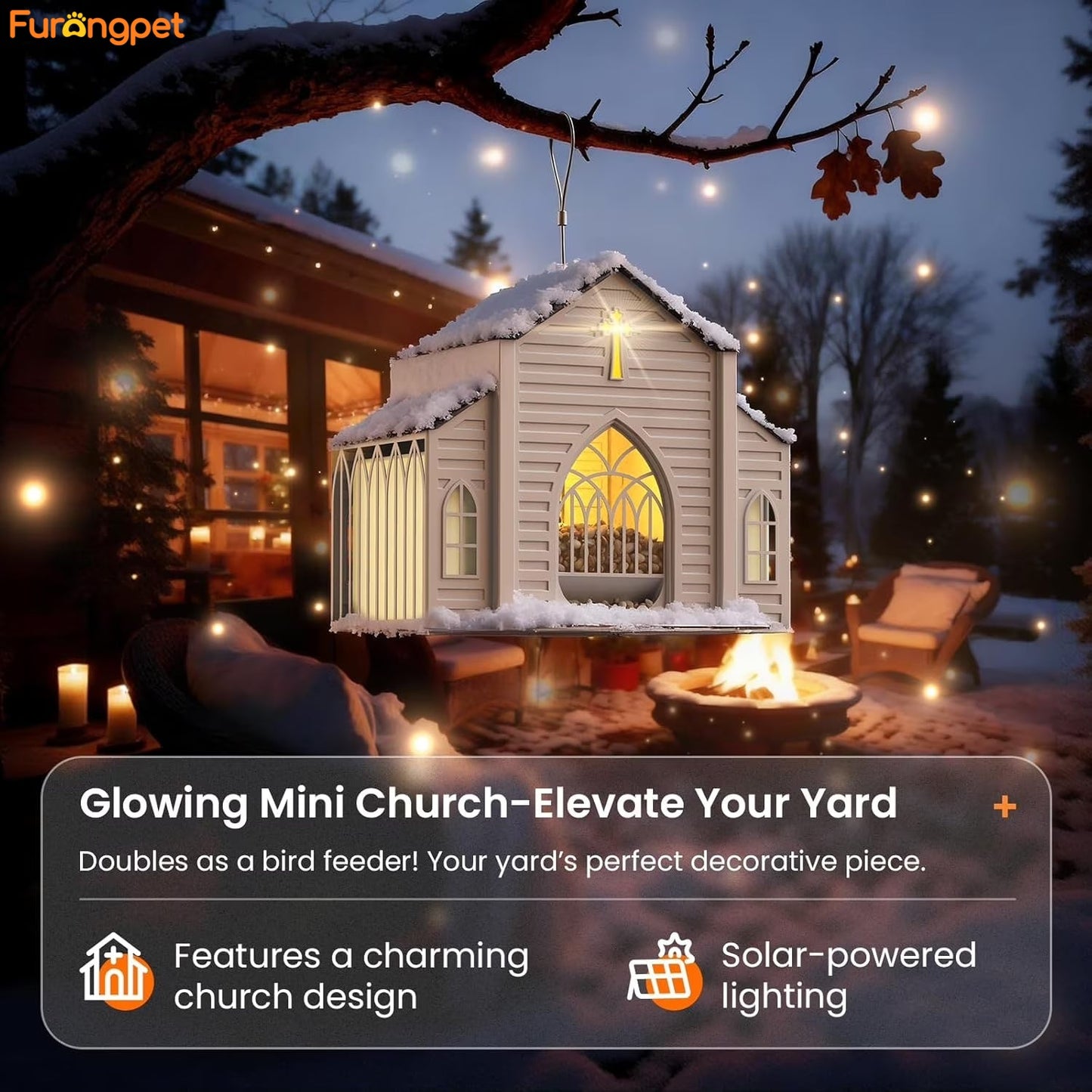 🔥2026 Mother's Day Gifts🎁 Church-Shaped Metal Bird Feeder with Solar Light