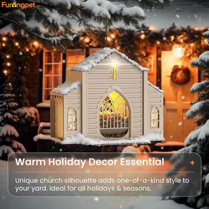 🔥2026 Mother's Day Gifts🎁 Church-Shaped Metal Bird Feeder with Solar Light