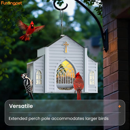🔥2026 Mother's Day Gifts🎁 Church-Shaped Metal Bird Feeder with Solar Light