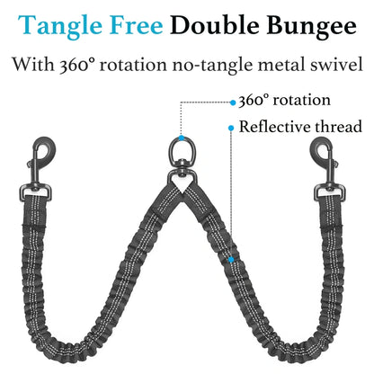 Dual Dog Leash – Shock‑Absorbing & No‑Tangle