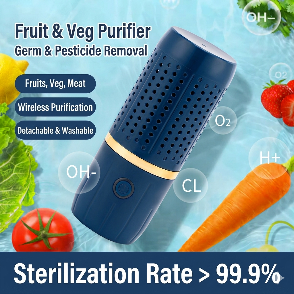Deep Clean Fruits & Veggies | Rechargeable Food Purification Capsule