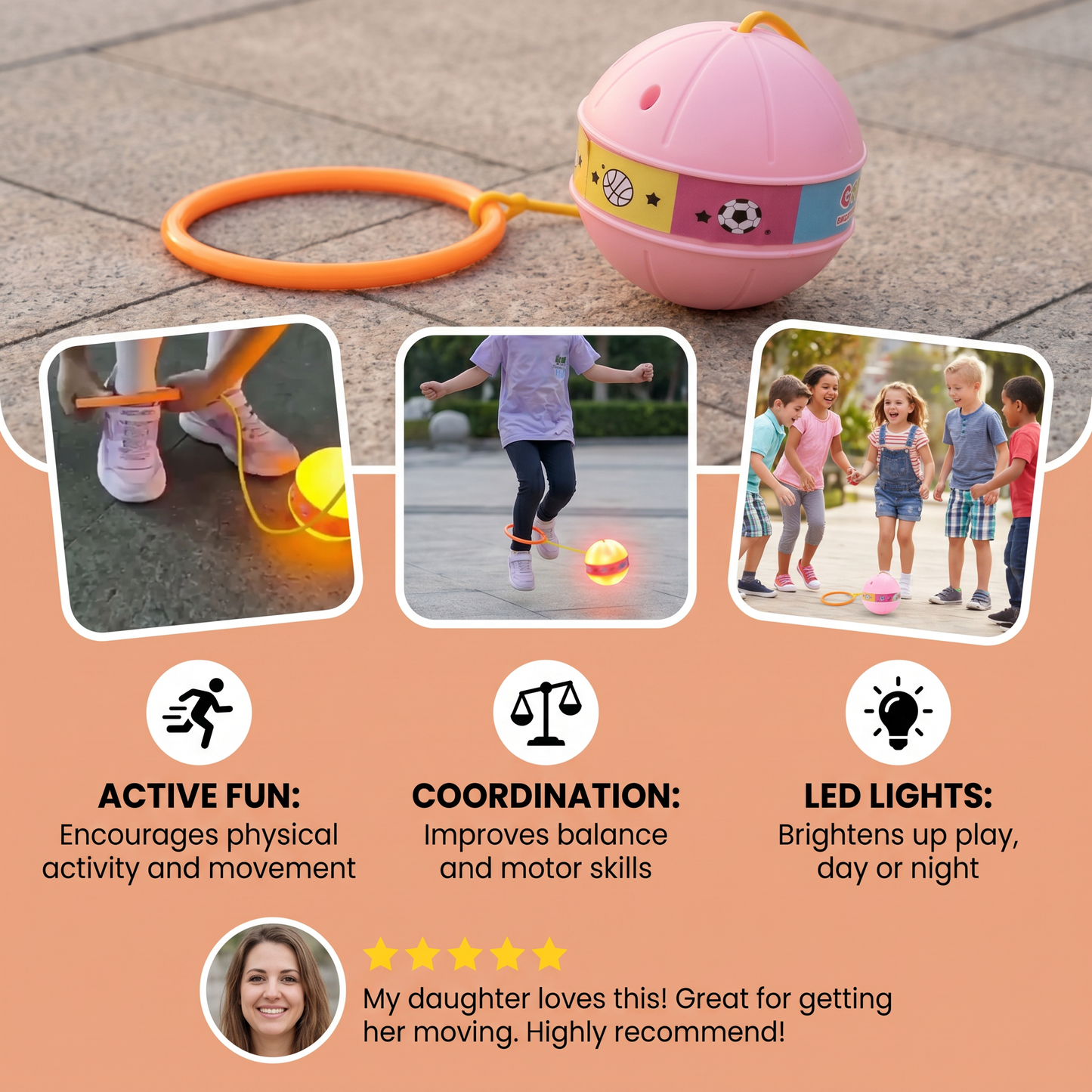 LED Ankle Skip Jump Ball for Kids