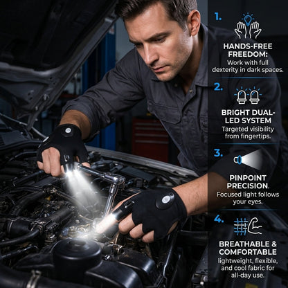 Hands-Free LED Work Gloves