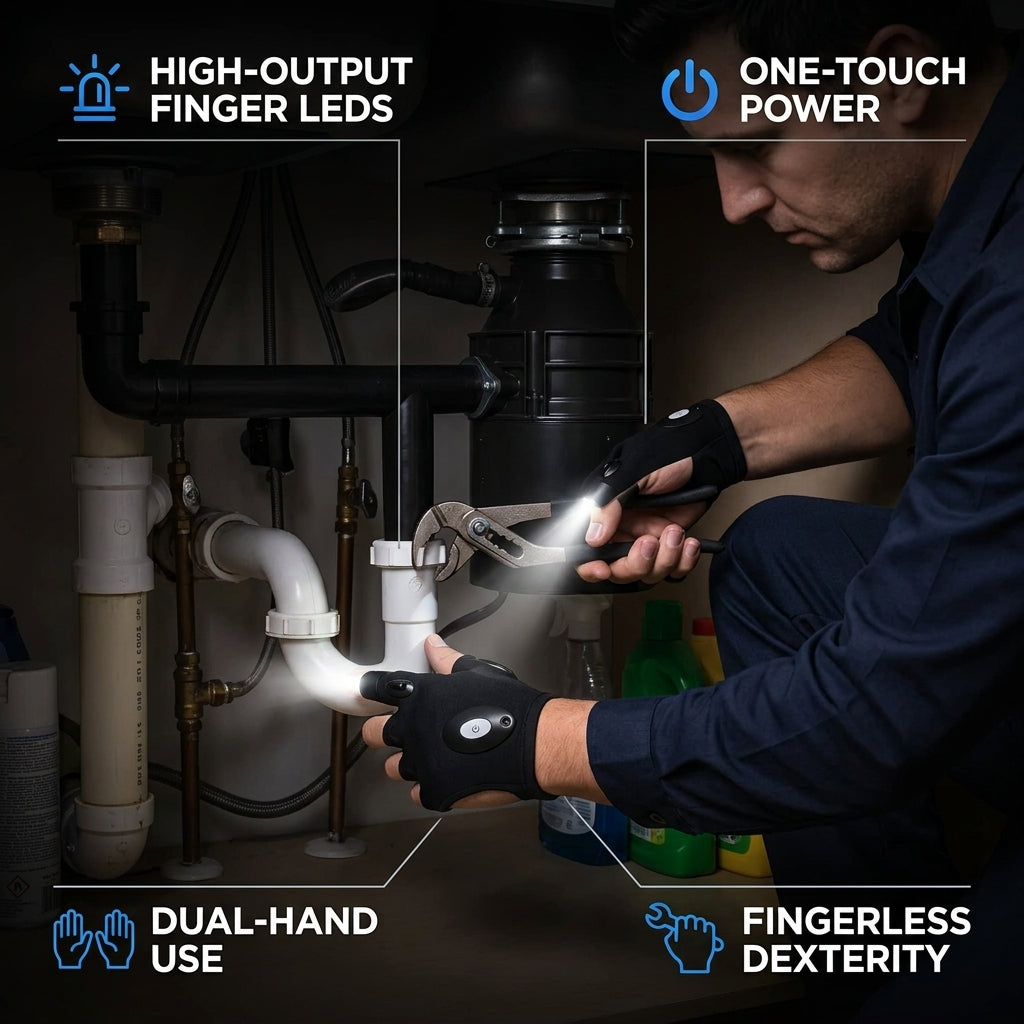 Hands-Free LED Work Gloves