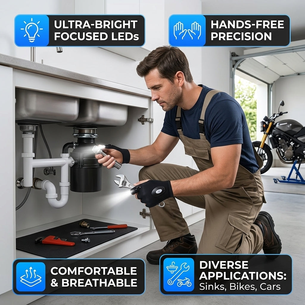 Hands-Free LED Work Gloves