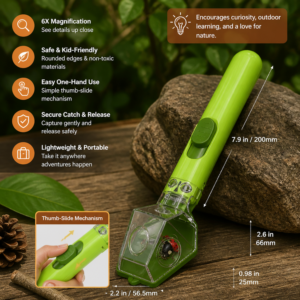 Outdoor Exploration Bug Catcher Featuring 6X Magnifier for Kids Insect Viewing