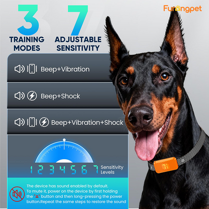 Furongpet™ Smart No Bark Collar for Dogs – Rechargeable Waterproof Bark Control