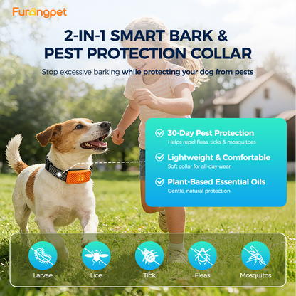 Furongpet™ Smart No Bark Collar for Dogs – Rechargeable Waterproof Bark Control