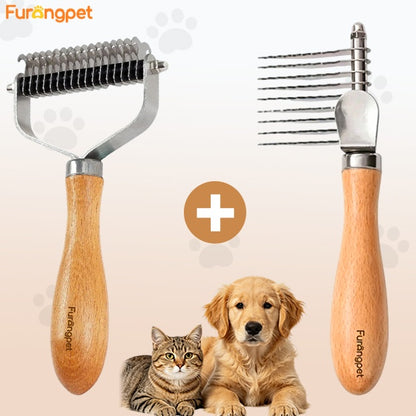 Deep Detangling Dematting Brush for Thick Curly Dog Coats