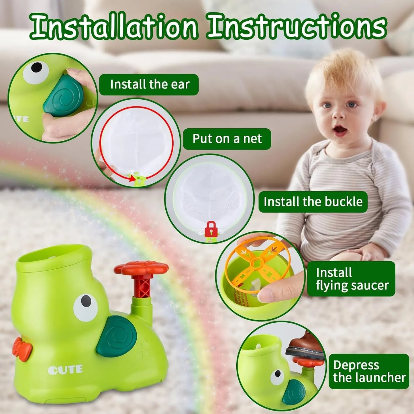 Flying Disc Launcher Elephant Toy