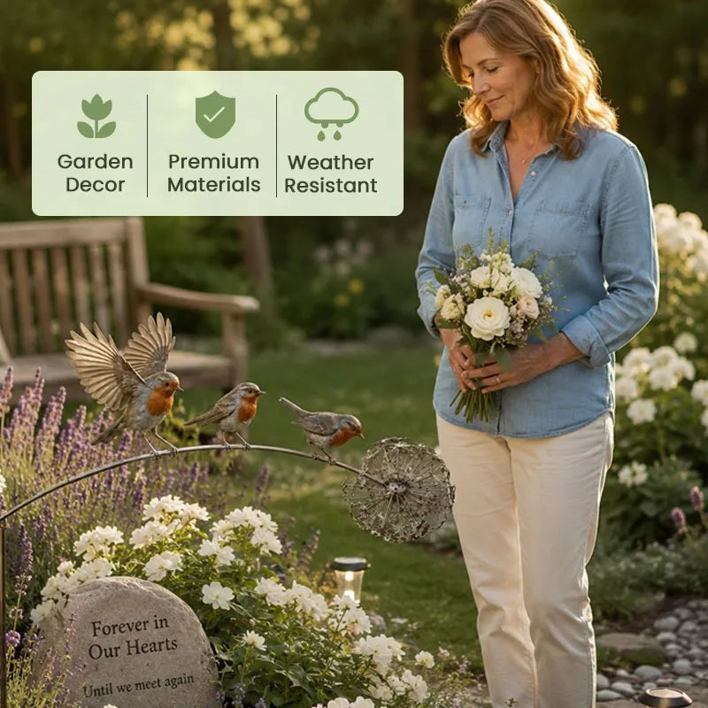 Robin Memorial Garden Stake – Loved Ones Are Near Garden Decor