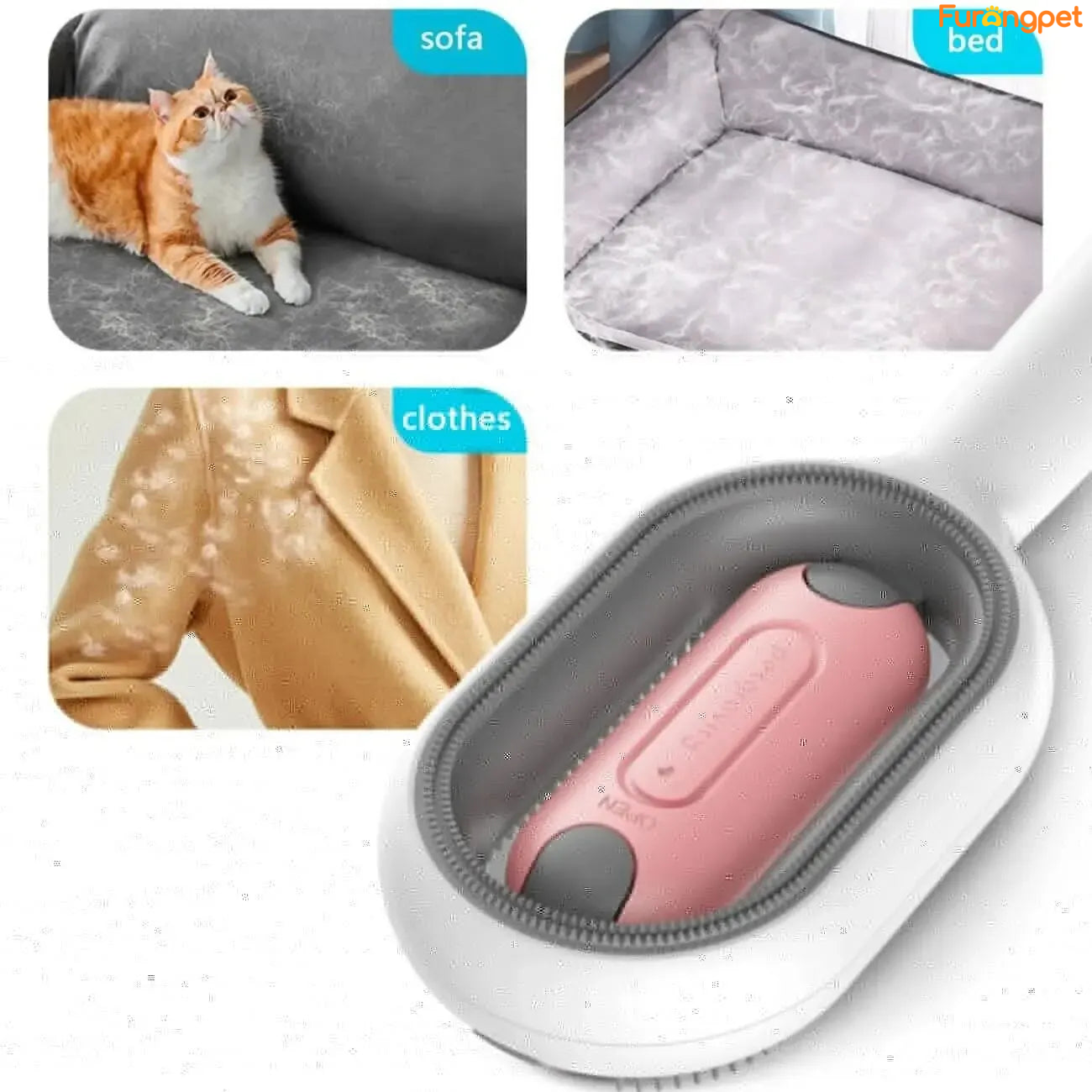 3-in-1 Pet Brush with Water Tank for Cats & Dogs